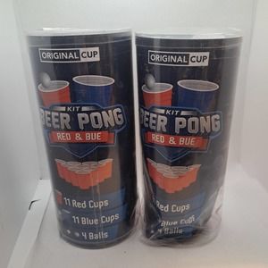 NIB STOCKING STUFFERS 2 sets of Beer Pong Full Size 44 cups -8 Balls